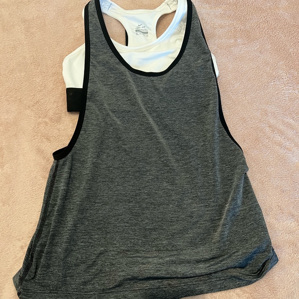 Nike gray and white tank with built in bra